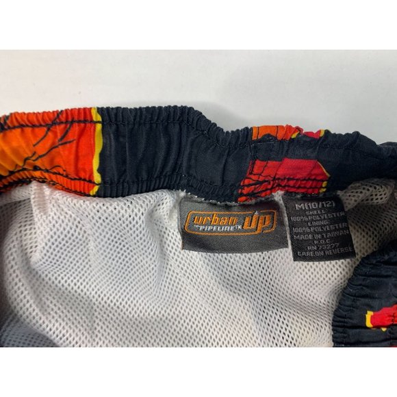 Urban Pipeline Boys Medium 10 12 Swim Trunks Shorts Hibiscus Black Red Orange Ca - Picture 3 of 3